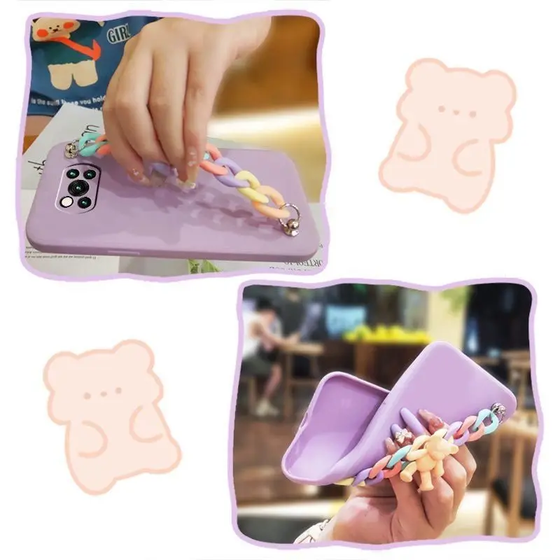

Bracelet decorative Bear Pendant silicone for huawei y7a phone case 2021 Mate 20 30 40 Pro Nova 3I 5I 5T 7 8SE 5 8Pro Y9A Y9S
