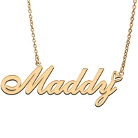 love heart maddy name necklace for women stainless steel gold silver nameplate pendant femme mother child girls gift