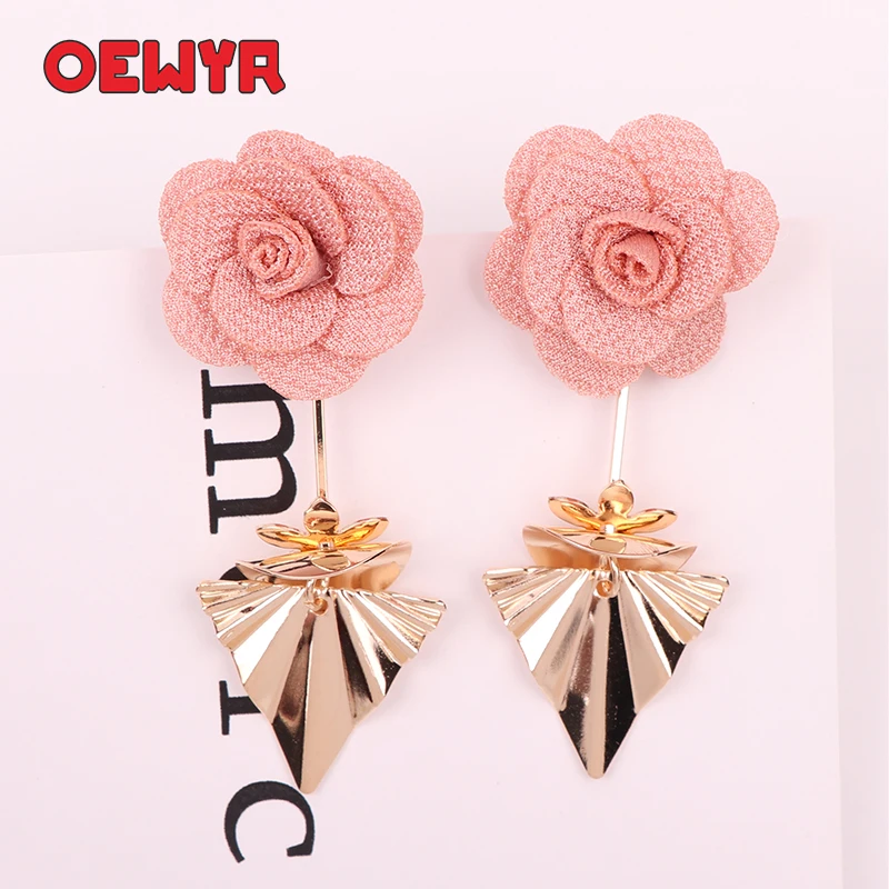 Женские серьги подвески с цветами Za золотистые сережки в Корейском стиле