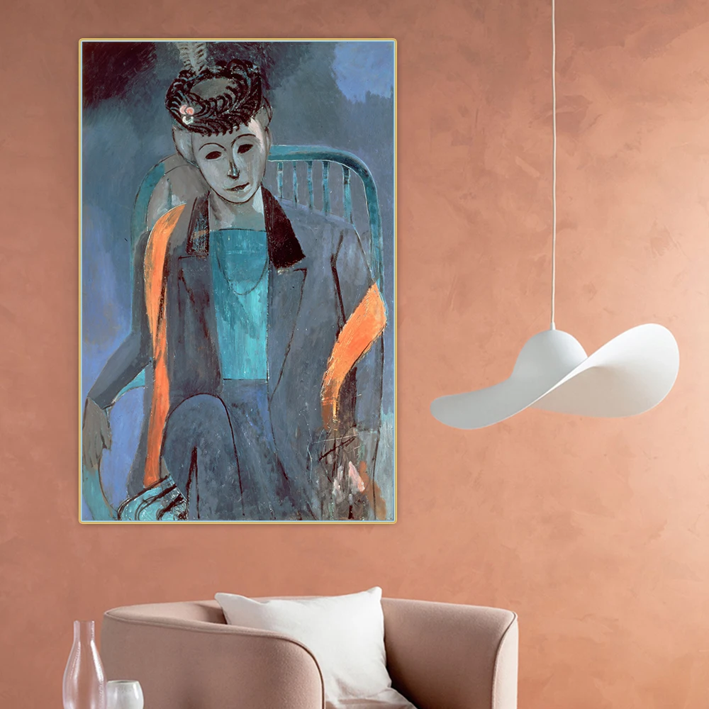 

Canvas Oil Painting Henri Matisse"Portrait of the artist's wife1913"Fauvism Post-impressionism Aesthetic Home Decoration