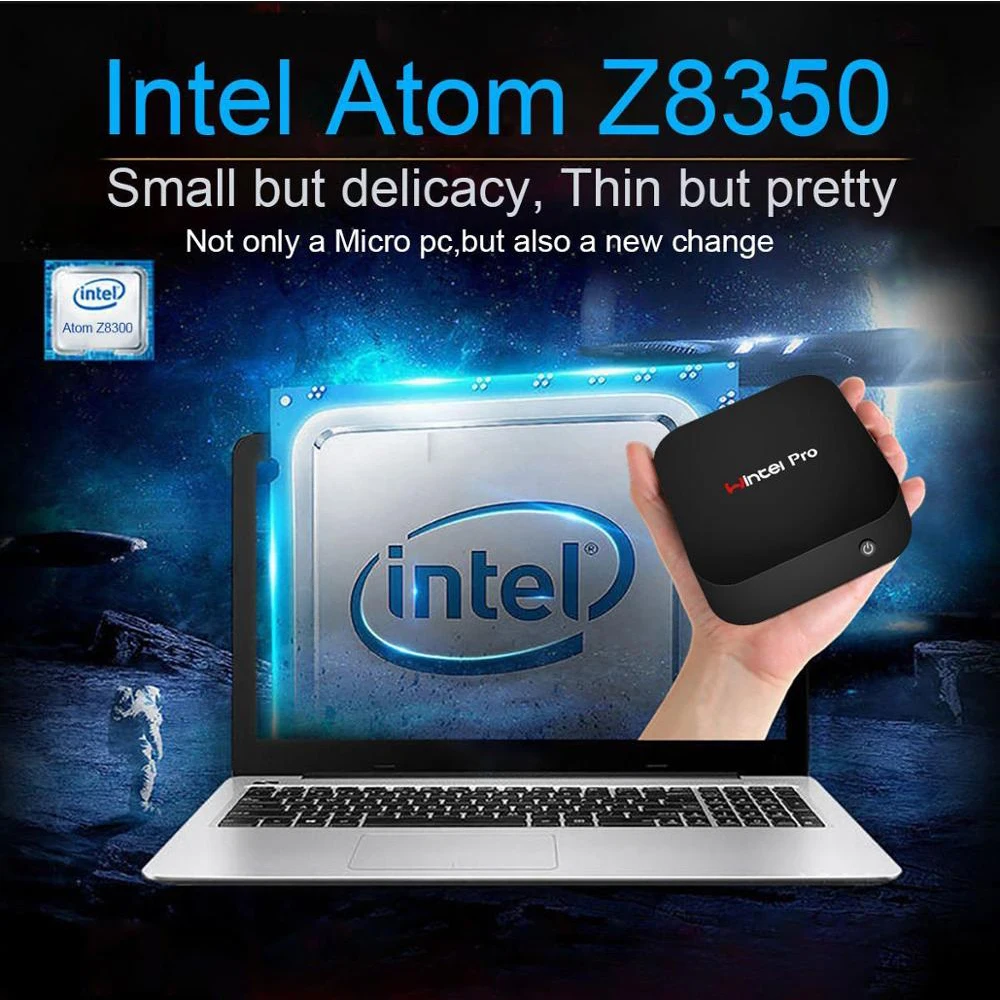 Wintel pro W8 мини ПК Intel atom x5-Z8350 Windows 10 компьютер мини модуль DDR для настольных компьютеров 2 ГБ/32 ГБ 4 ГБ/64 Гб 4 к WiFi BT4.0 100 м LAN Карманный ПК