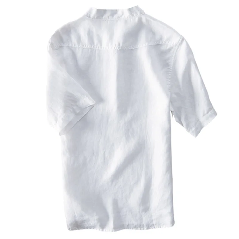 

Hot Sale 2020 Summer New Cotton Linen Short-sleeved Shirt Men's Chinese Style Disc Button Shirt Large Size Men's Clothing