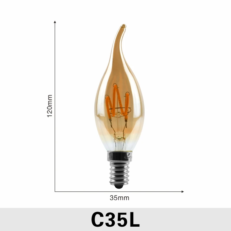 C35L С регулируемой яркостью Edison лампа 4 Вт 2200K C35 T45 A60 ST64 G80 G95 G125 спираль светильник светодиодный Лампа накаливания подвесной светильник в стиле ретро декоративный светильник ИНЖ - Испускаемый цвет: C35L