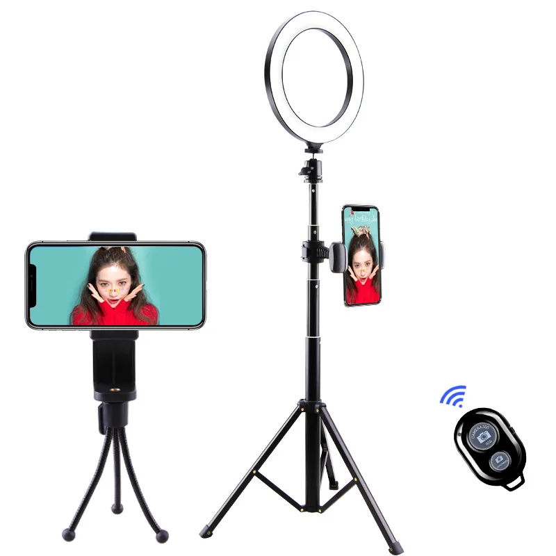 Photography lights4 Фотография с регулируемой яркостью светодиодный селфи кольцо свет Youtube видео Live 3000-6500k фотостудия свет с держателем телефона USB разъем штатив - Испускаемый цвет: Photography lights4