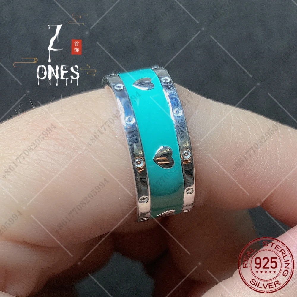 

Love ring S925 sterling silver jewelry female original 1:1 classic blue enamel high quality holiday gift fashion trend souvenir
