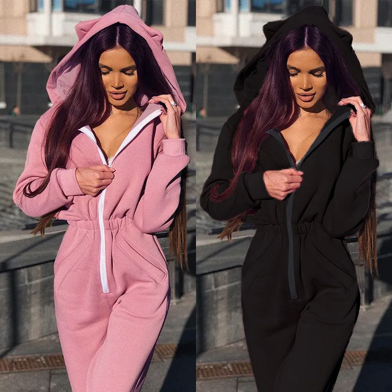 

2021 Spring Women's Hoodies Loose And Comfortable Zipper Jumpsuit Sweatshirt