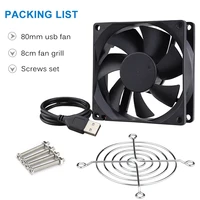 usb fan 80x80x25mm dc 5v 80mm 8025 brushless computer case cooling fan with metal grill