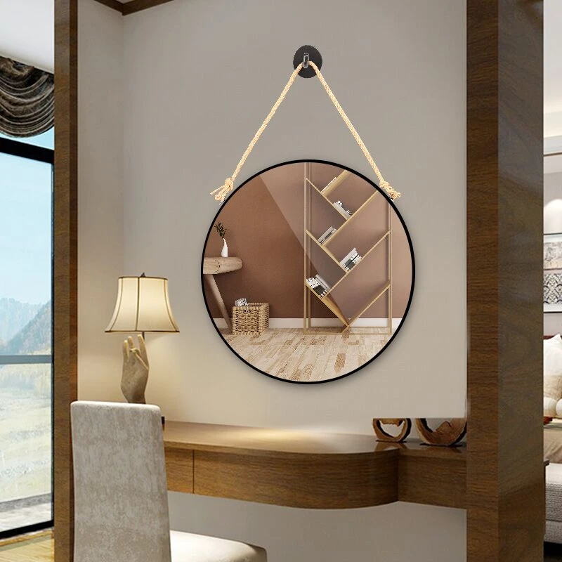 

New Makeup Mirror Home Decoration Accessories Black Round Wall Mirrors For Living Room Bathroom Bedroom Mirror Decorative Crafts