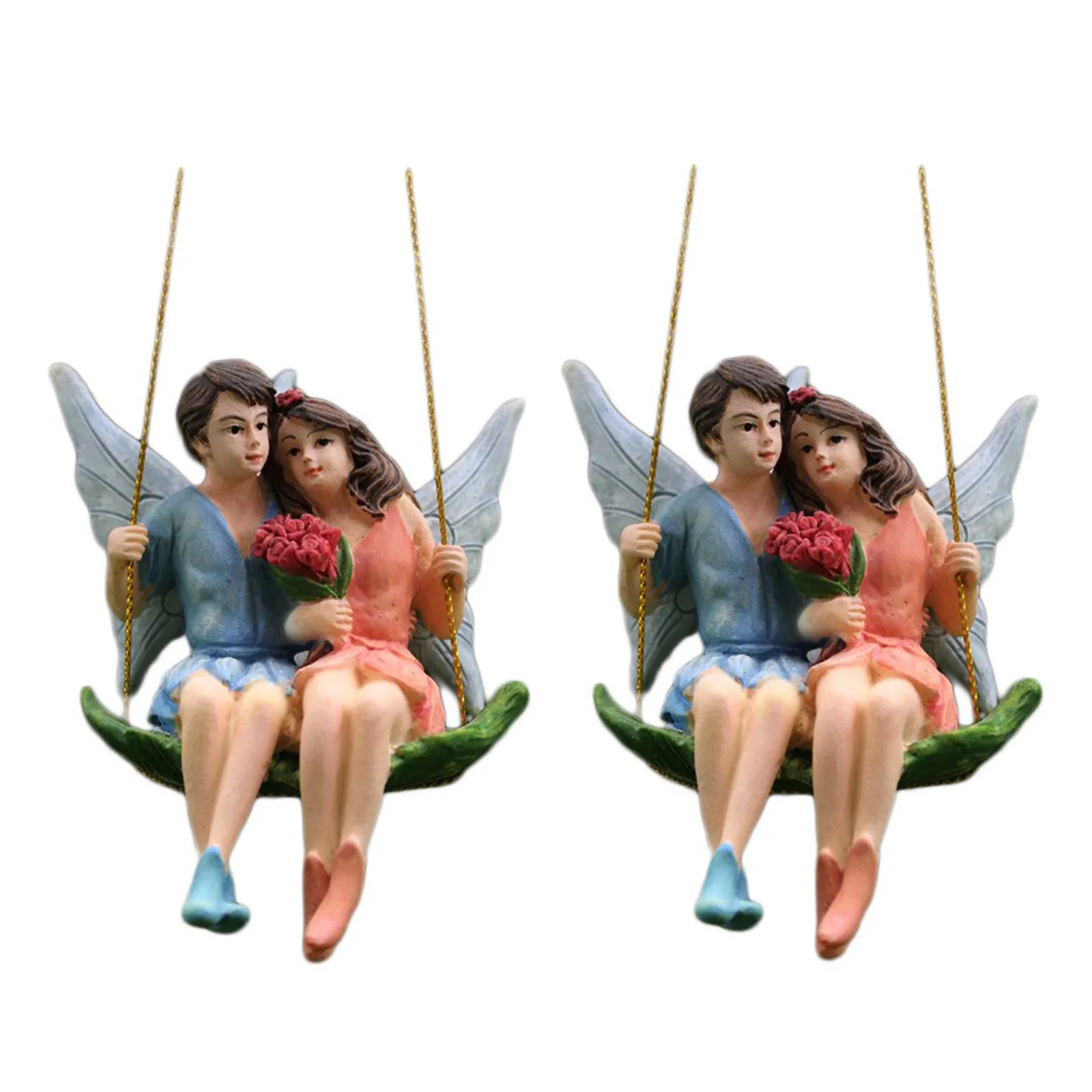 2 шт. качели с ангелом для влюбленных цветок Сказочная статуя садовые уличное
