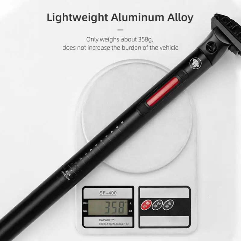 

NEW Aluminium Alloy Taillight Saddle Tube Integrated MTB Bicycle Seatpost W/Lamp Waterproof Bicycle Accessories Dropshipping