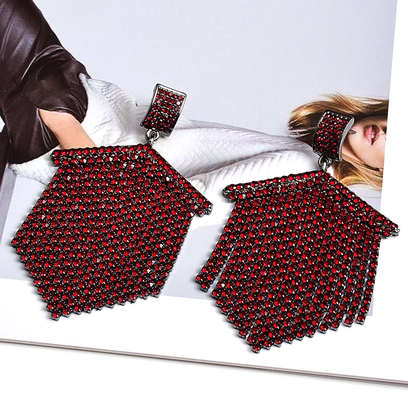 Новое поступление высококачественные длинные цветные стразы висячие серьги с