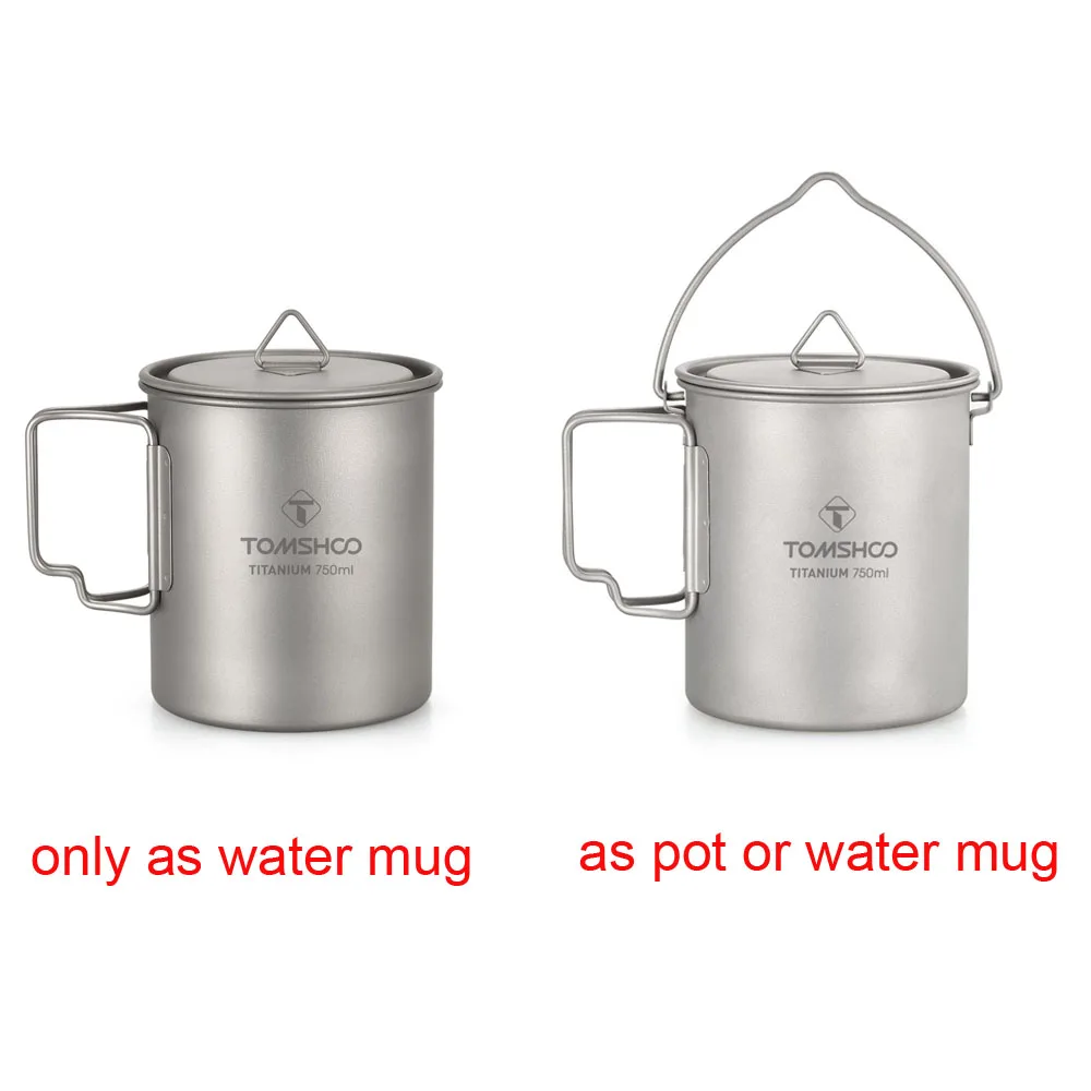 Ультралегкая титановая чашка TOMSHOO портативная уличная посуда 750 мл кружка для