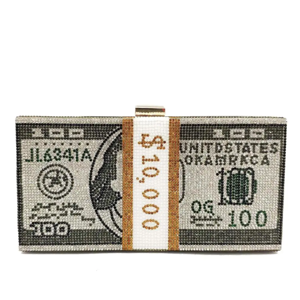 Chi belle 2020 горячая Распродажа bling 1000 доллар сумка для денег кристалл кошельков