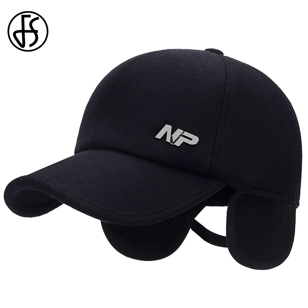

FS 2021 Winter Earflaps Baseball Hats Men Women Fashion Ear Protection Outdoor Warm Windproof Snapback Middle-aged Dad Hat