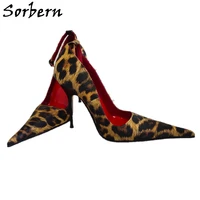 sorbern leopard pointed toe ladies high heels 12cm stilettos steel heeled size 39 ankle straps transgirls night club footwear