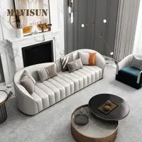 Creative American Style Living Room High-End Leather Sofa Set White Large Villa Straight Three-Seat Four-Seat Sofa Combination