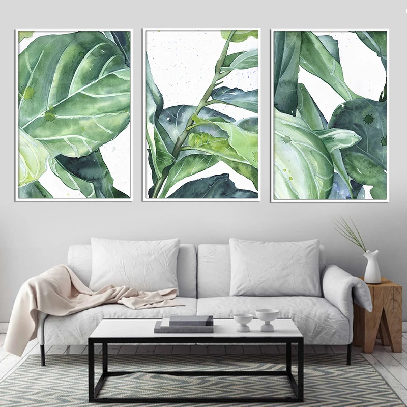 

Modern Home Fresh Green Plant Poster Nordic Minimalist Print Canvas Painting Art Picture Wall Bedroom Living Room Decoration