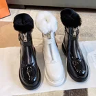 Женские зимние ботинки, кожаные теплые плюшевые меховые зимние ботинки, женские ботильоны, модные короткие ботинки на молнии, Женские Размеры 35-40