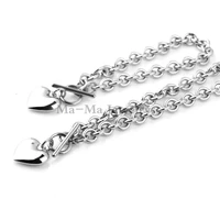 trendy women jewelry set stainless steel chain women heart necklace bracelet pendant set best gifts for girlfriend lady
