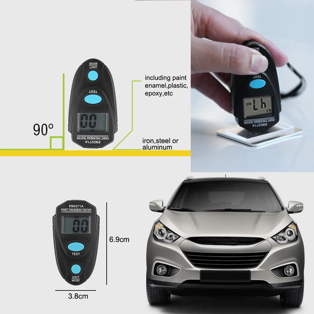 EM2271A Digital Ultra-precise Fe/NFe 0.1-2mm Thickness Tester Car Auto Paint Coating Gauge Film Meter | Инструменты