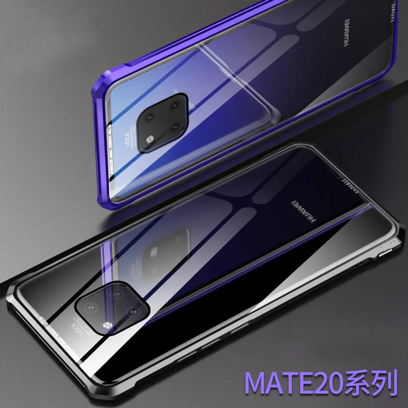 Металлический бампер для Huawei Mate 20 Pro Honor 9X жесткий стеклянный алюминиевый чехол с