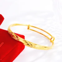 exquisite gold color bracelet for women wedding engagement jewelry dragon phoenix pattern push pull bangles for birthday gifts