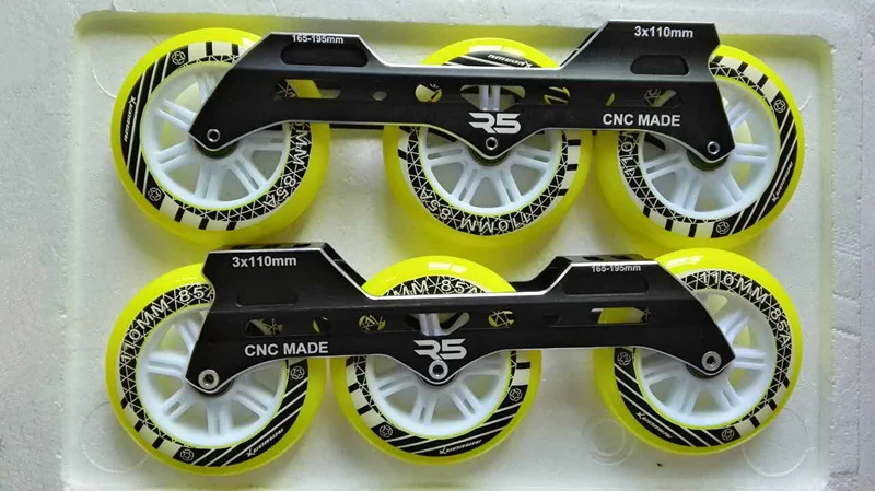 frame yellow wheel 3X110 мм роликовая рама для скоростных коньков, 3 колеса 110 мм роликовая база, для 3-колесных скоростных коньков марафон инструмент для удовольствия - Цвет: frame yellow wheel