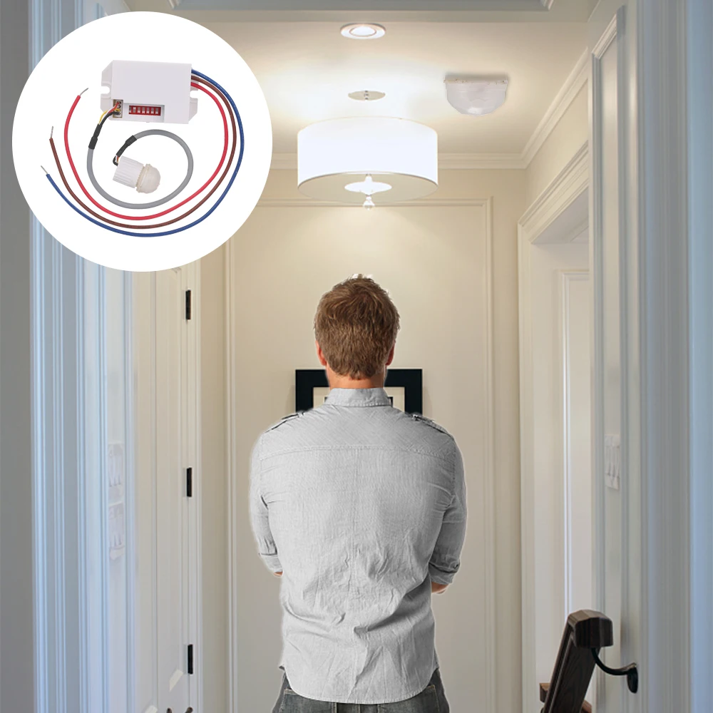 AC 220V Human Body Motion Induction PIR Infrared Sensor Switch Movement Detector Intelligent Automatic Light Time Delay | Безопасность и