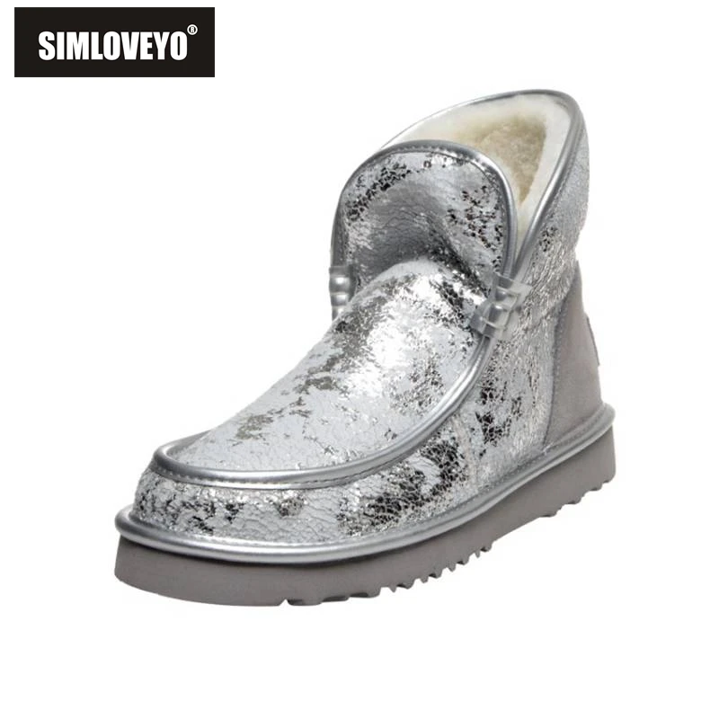 SIMLOVEYO/женские зимние теплые ботильоны из коровьей замши Нескользящие ботинки с