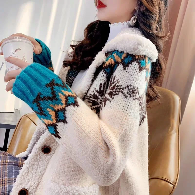 

Year Sweater Cardigan Women Thickened Winter Loose Knitted Coat Pull Femme Jumper Sueter Mujer Truien Dames Turtleneck