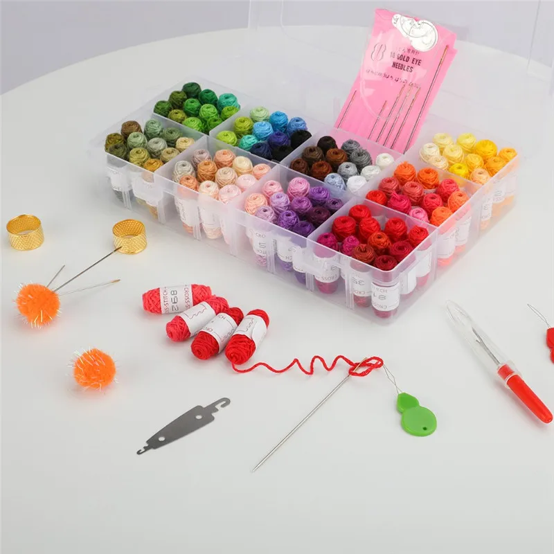 Набор ниток для вышивки крестиком 100 цветов набор с мини-линейной строчкой