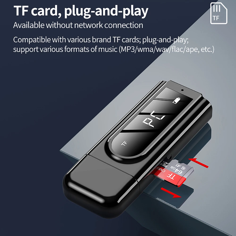 Ресивер tebe Bluetooth 5 0 передатчик с TF-картой Solt 3 мм Aux FM 2 в 1 беспроводной аудио