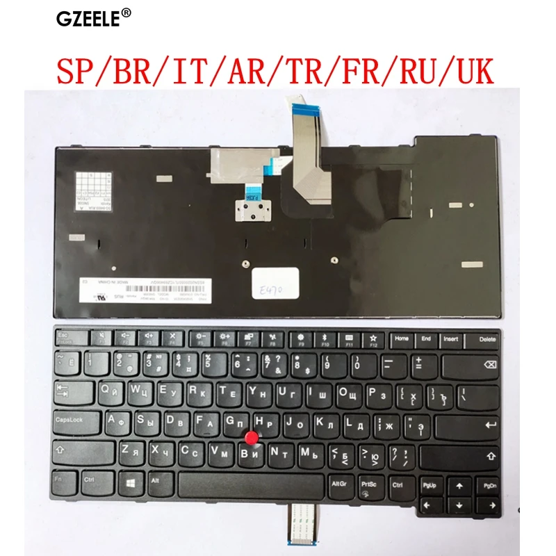 

US/SP/BR/IT/AR/TR/FR/RU/UK New for Lenovo E470 E470C E475 FRU 01AX040 Laptop QWERTY Spanish