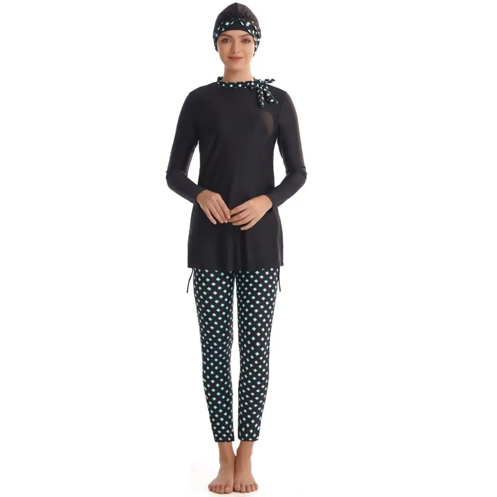 Мусульманская одежда для плавания Burkinis скромная Женская лоскутный костюм с
