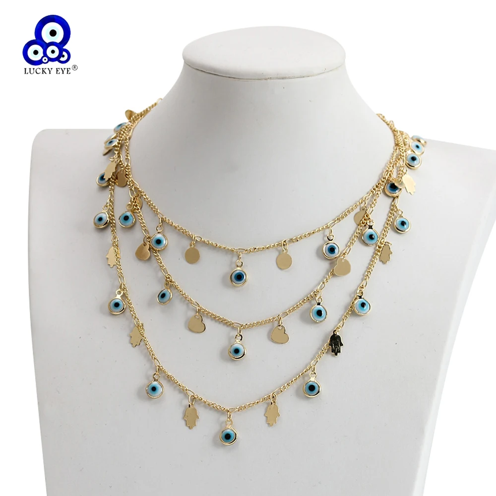 Ожерелье Lucky Eye Fatima Hand Heart круглый чокер женское и мужское ожерелье с кисточкой для