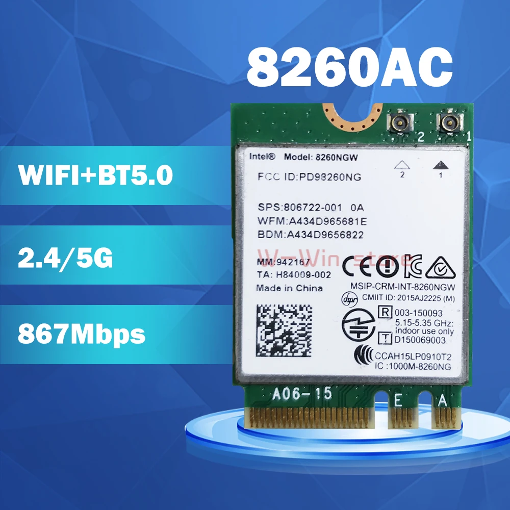 2 4G/5Ghz Wifi BT Wlan для Intel 8260NGW 8260ac Wireless-AC 8260 NGFF 802.11ac 867 Мбит/с 2x2 MU-MIMO WIFI 4 карта |