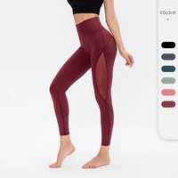 2021 new high waist women stretch mesh breathable yoga leggings running workout fitness training pants female trousers
