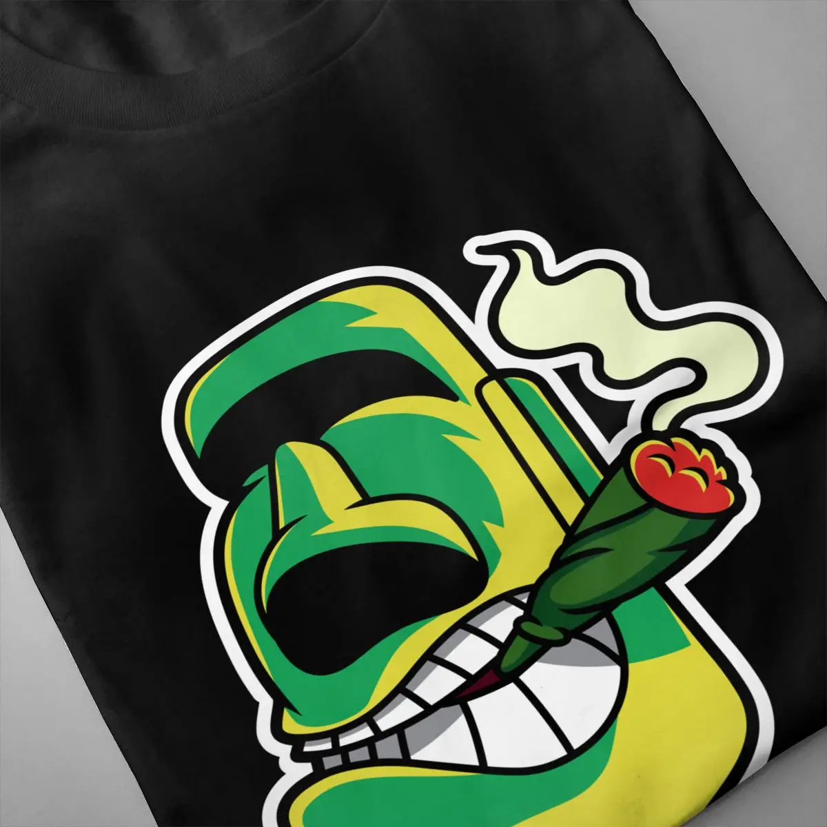 Мужская футболка с коротким рукавом Moai черная Повседневная 3D-принтом