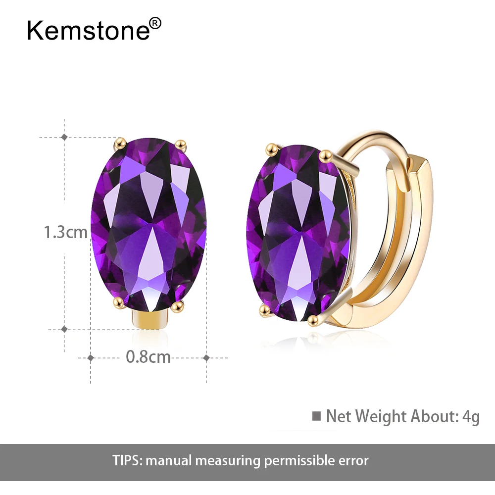 

Kemstone Oval Austrian Crystal Blue Purple Color Copper Alloy Hoop Earrings Fashion Women Jewelry Gift
