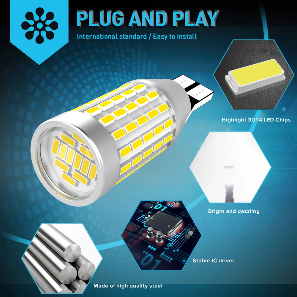 2X CANBUS автомобиля светодиодный W16W 921 T15 T16 87SMD 3014 Резервное копирование лампа фонарь