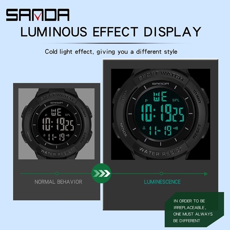 SANDA Luminous HD LED Sports Electronic Watch Multifunctional Waterproof Clock Womens Watches Automatic Calendar New Reloj Mujer enlarge