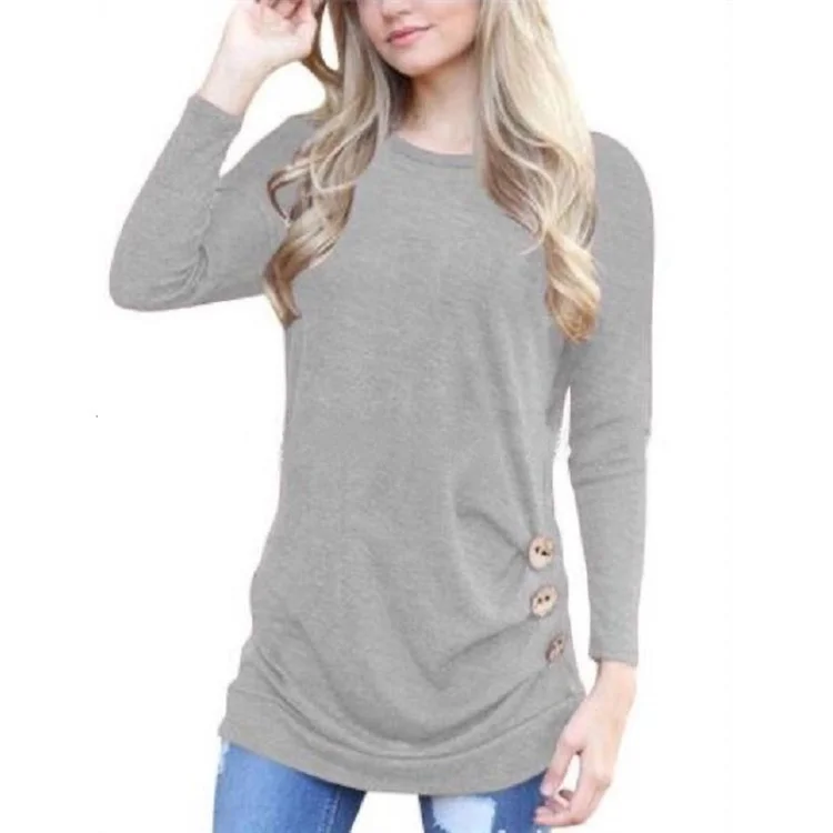 

NSHYPOI Women's Fall Casual Tunic Tops Long Sleeve Tshirt Crew Neck ladys Oversized Pullover Sweatshirt Tops basic Blouses