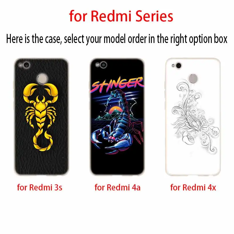 Scorpion Silicone Clear Soft TPU Case For Xiaomi Redmi Note 10 9 8 7 6 5 Pro Max 10S 9T 8T 9S Fundas | Мобильные телефоны и