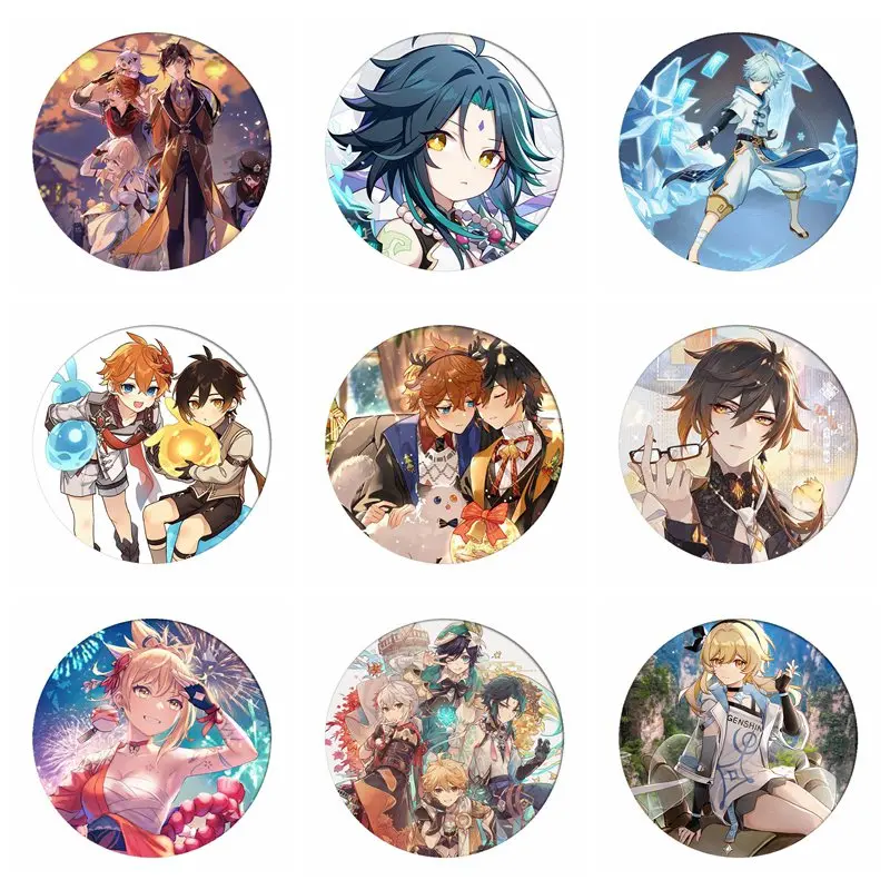 

Genshin Impact Cosplay Badges Chibi Brooch Kazuha Yoimiya Ayaka Klee Hutao Tartaglia Yanfei Ganyu Icon Breastpin Pins for Bags