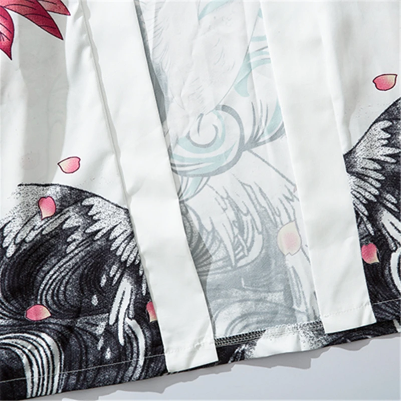 Bebovisi японский Ukiyoe Вишневый кран куртки типа кимоно мужские Harajuku уличная одежда