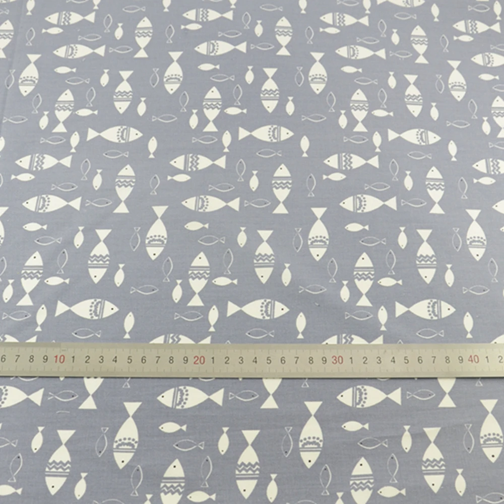 Ткань из хлопка для рыбы серая ткань пэчворка швейная Ремесленная Teramila