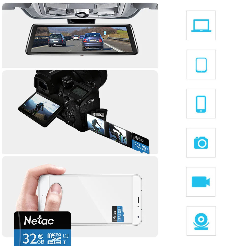 Оригинальная флеш карта памяти Netac P500 64 ГБ 32 16 Micro SDHC TF класс 10 UHS 1 4K видео высокая