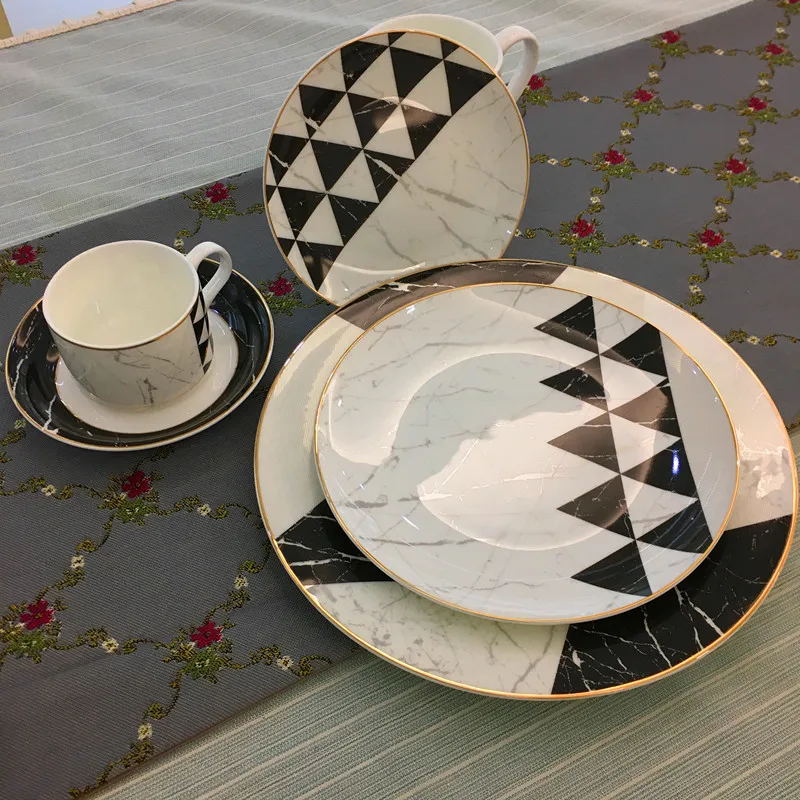 

Nordic luxury western tableware set, home European model house, steak plate, dark green plate