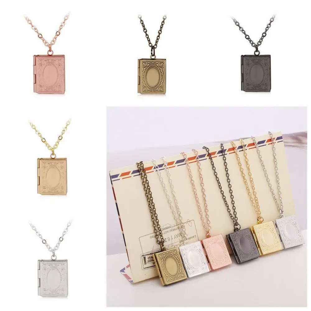 Винтажное ожерелье из сплава MLING простой резной медальон для книг скрытый кулон с