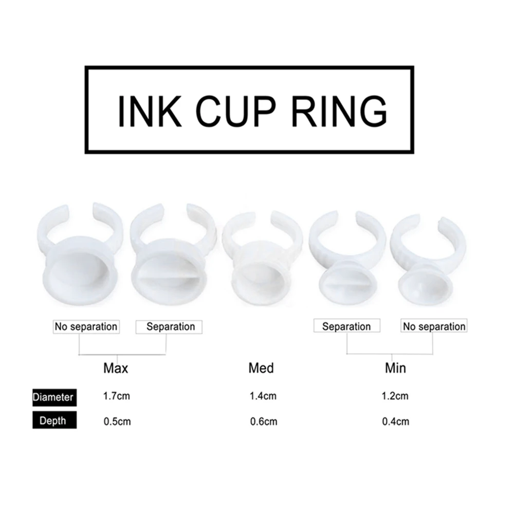 

100Pcs Plastic Tattoo Ink Ring Cup Holder Eyebrow Lips Small Medium Large Permanent Makeup Tattoo Pigment Containers Accessories